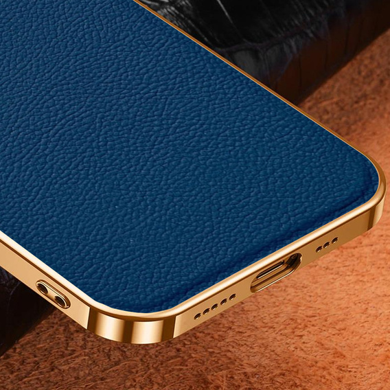 Huse pentru iPhone 14 Pro, Cowhide Leather, albastru