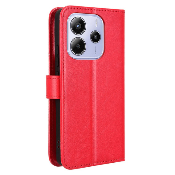 Cu clapetă pentru Xiaomi Redmi Note 14 4G, Crazy Horse Wallet, roșu