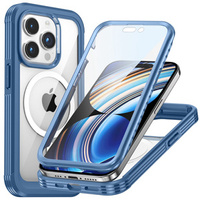 Carcasă pentru iPhone 15 Pro, blindată Full Protect 360° pentru MagSafe, sticlă pentru ecran, albastru