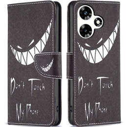 Cu clapetă pentru Infinix Hot 30, Wallet, Don't Touch My Phone, negru
