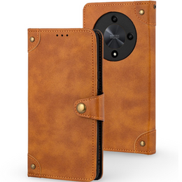 Husa cu clapetă pentru Honor Magic 6 Lite 5G, Split Leather, portocaliu