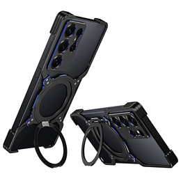Carcasă pentru Samsung Galaxy S25 Ultra, Kickstand Bumper, cu capac pentru obiectiv, pentru MagSafe, negru / albastru