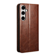 Carcasa flip pentru Samsung Galaxy S25 FE, QIALINO Leather Wallet, maro