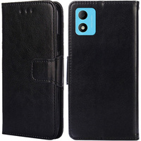 Cu clapetă pentru TCL 305i, PU Leather Wallet Case, negru