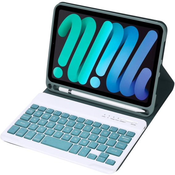 Carcasă cu tastatură bluetooth pentru iPad mini 8.3" 2021 (6 gen.) / iPad mini 8.3" 2024 (7 gen.), verde închis