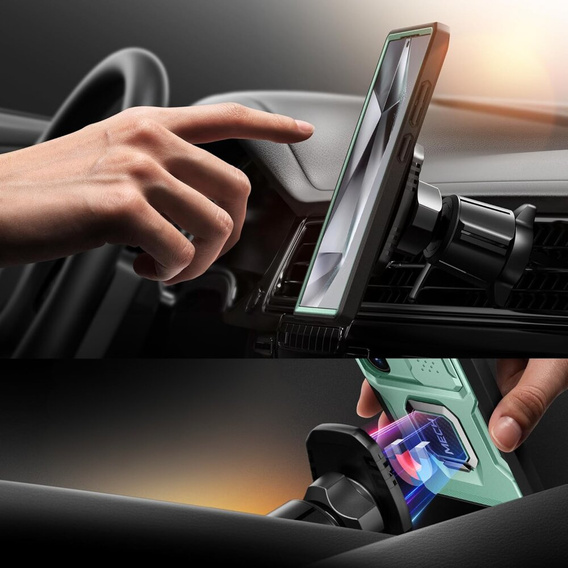 Carcasă pentru Samsung Galaxy S24 Ultra, seria Tongate MECH cu suport, verde deschis