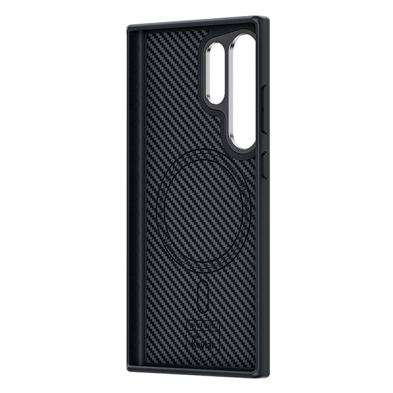 Carcasa BENKS Kevlar pentru Samsung Galaxy S24 Ultra, pentru MagSafe, Carbon Fiber, negru