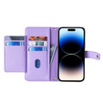Cu clapetă pentru iPhone 14 Pro, Wallet Zipper Pocket, violet