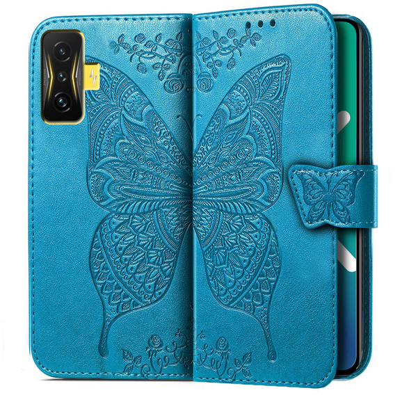 Cu clapetă pentru Xiaomi Poco F4 GT, Butterfly, albastru
