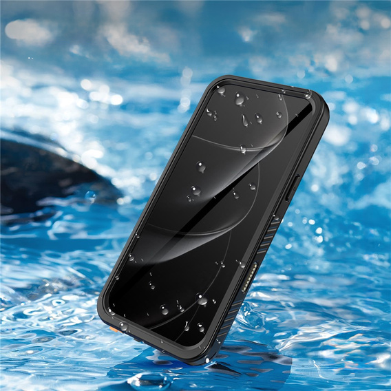 Carcasă Redpepper pentru iPhone 17 Pro Max, impermeabilă IP68, pentru MagSafe, transparentă cu laturi negre