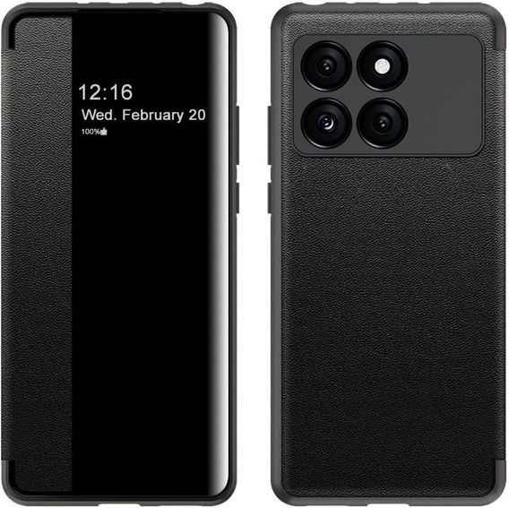 Husă cu clapetă pentru Xiaomi Poco F6 Pro, Side View, negru