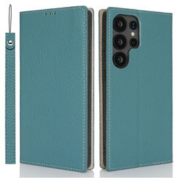 Cu clapetă pentru Samsung Galaxy S25 Ultra, Litchi Skin Grain, albastru