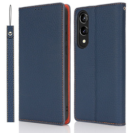 Cu clapetă pentru Samsung Galaxy S25 Edge, Litchi Skin Grain, albastru închis