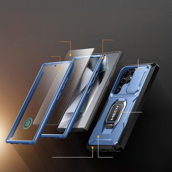 Carcasă pentru Samsung Galaxy S24 Ultra, seria Tongate MECH cu suport, verde