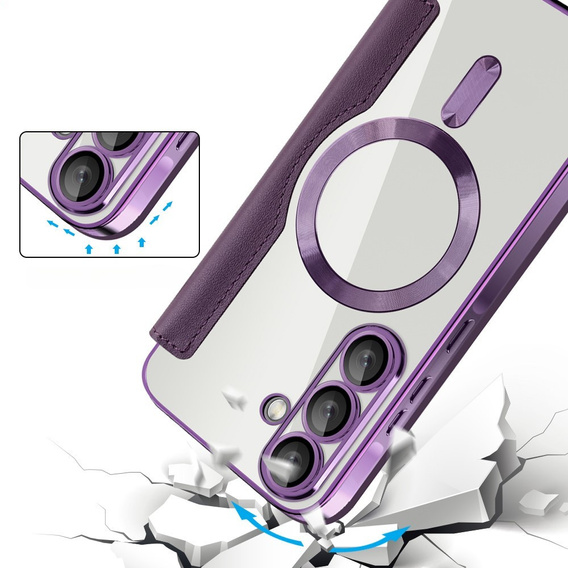 Cu clapetă pentru Samsung Galaxy A56, RFID Wallet MagSafe CamShield, violet