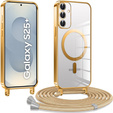 Husă pentru Samsung Galaxy S25+ Plus, Electro MagSafe, de aur + Lanyard