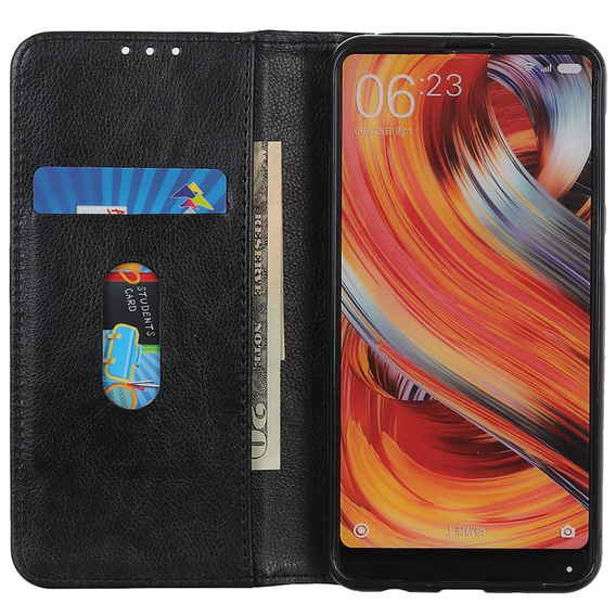Huse pentru Xiaomi Redmi Note 13 Pro+, Wallet Litchi Leather, negru