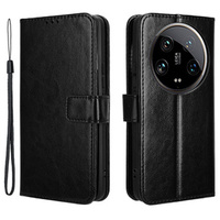 Cu clapetă pentru Xiaomi 14 Ultra, Crazy Horse Wallet, negru