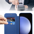 Cu clapetă pentru Samsung Galaxy S23 FE, RFID Wallet MagSafe CamShield, albastru închis
