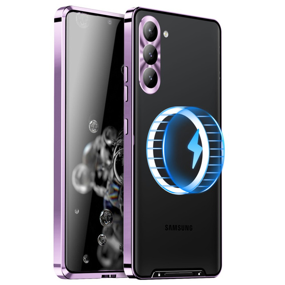 Carcasă de protecție pentru camera foto pentru Samsung Galaxy S23 FE, CamShield MagSafe, transparent / violet
