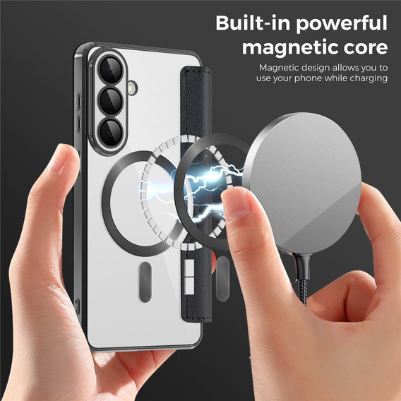 Husă RFID Wallet MagSafe Flip cu protecție pentru cameră pentru Samsung Galaxy S26, negru