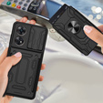 Husă blindată pentru Oppo A98 5G, Camera Slide Card Slot, negru