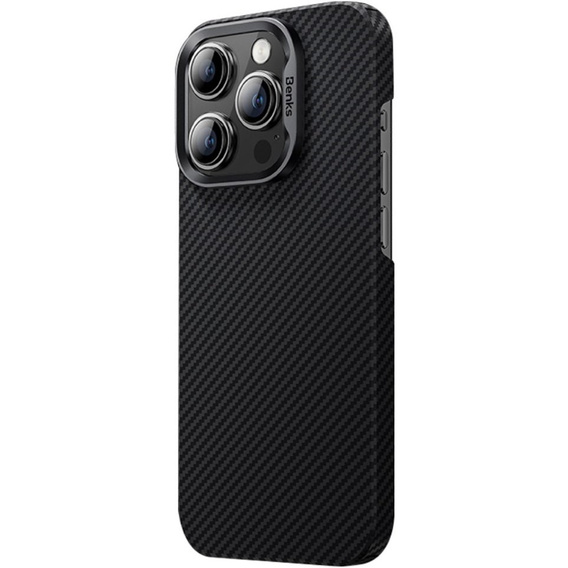 Carcasa BENKS Kevlar pentru iPhone 15 Pro, Carbon Fiber, negru