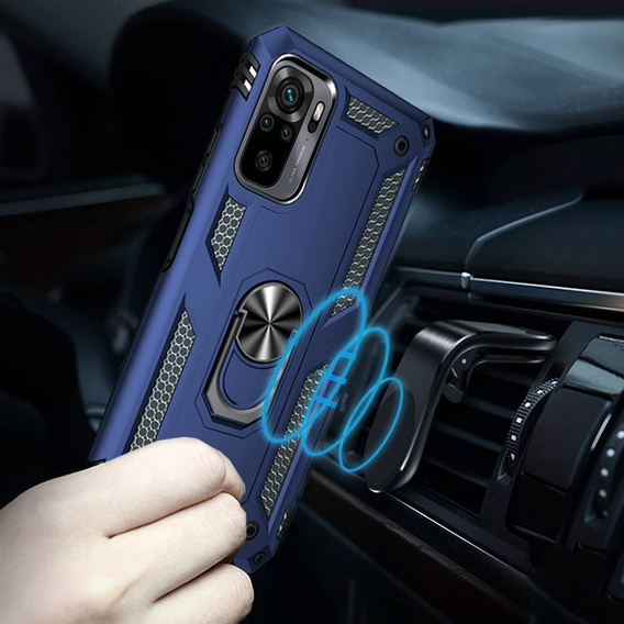 Husă blindată pentru Xiaomi Redmi Note 10/10S, Nox Case Ring, albastru