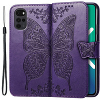 Cu clapetă pentru Motorola Moto G22, Butterfly, violet