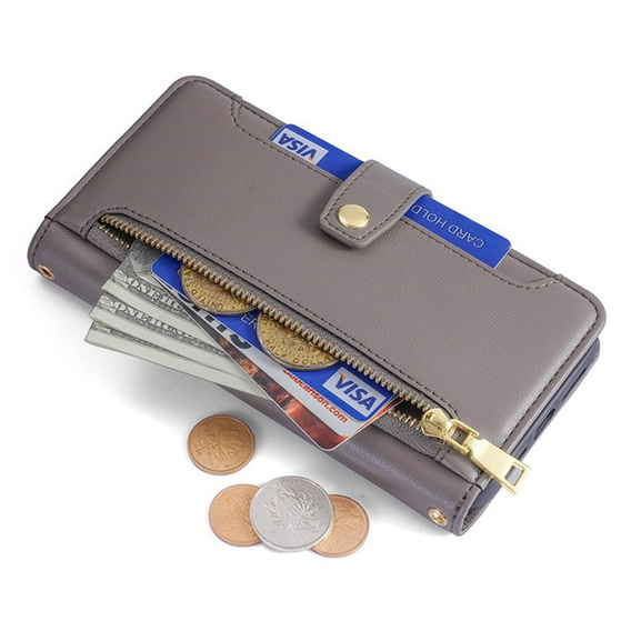 Husă cu clapă și buzunar cu fermoar pentru iPhone 17 Pro Max