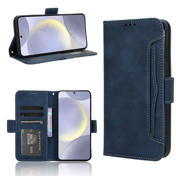 Cu clapetă pentru Samsung Galaxy S25 FE, Card Slot, albastru închis