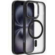 Husă pentru iPhone 16 Pro Max, pentru MagSafe, ERBORD Matt Case, transparent / negru + sticlă pentru ecran