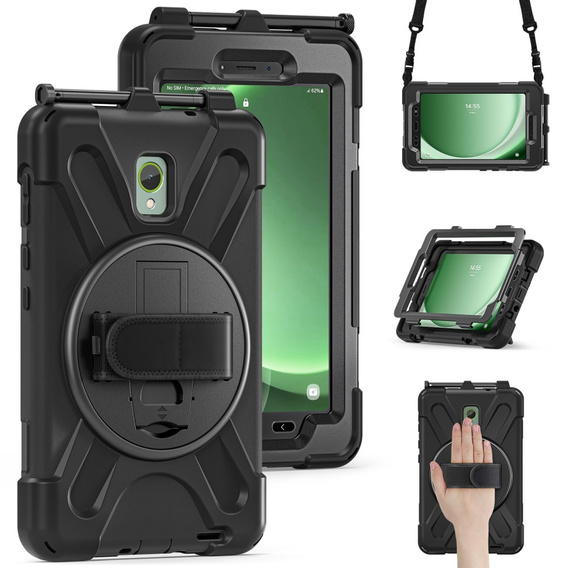Husa blindată pentru Samsung Galaxy Tab Active 3 T570 / 5 X306B, carcasă de protecție 360 cu slot pentru stylus, negru