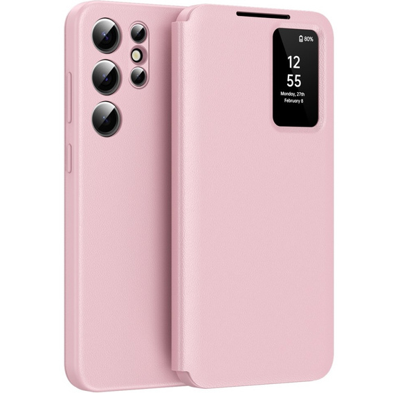 Husă cu clapetă pentru Samsung Galaxy S25+ Plus, Smart View Wallet, roz