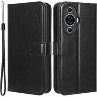 Cu clapetă pentru Huawei Nova 11 Pro, Crazy Horse Wallet, negru