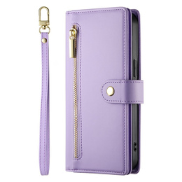 Cu clapetă pentru Samsung Galaxy A56 5G, Wallet Zipper Pocket, violet