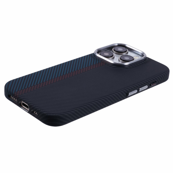 Carcasa pentru iPhone 14 Pro Max, Carbon Fiber MagSafe, negru / albastru
