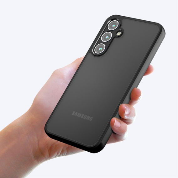 Carcasă pentru Samsung Galaxy A55 5G, Fusion Hybrid, cu protecție pentru camera foto, transparent / negru