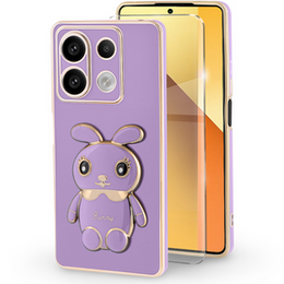 Carcasă pentru Xiaomi Redmi Note 13 5G, Rabbit, violet + sticlă călită 9H