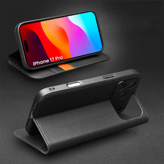 QIALINO piele portofel flip caz pentru iPhone 17 Pro - negru