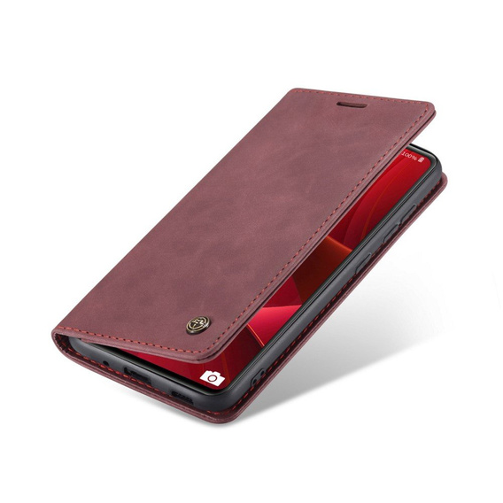 Husa CASEME pentru Samsung Galaxy S20 FE, Leather Wallet Case, roșu