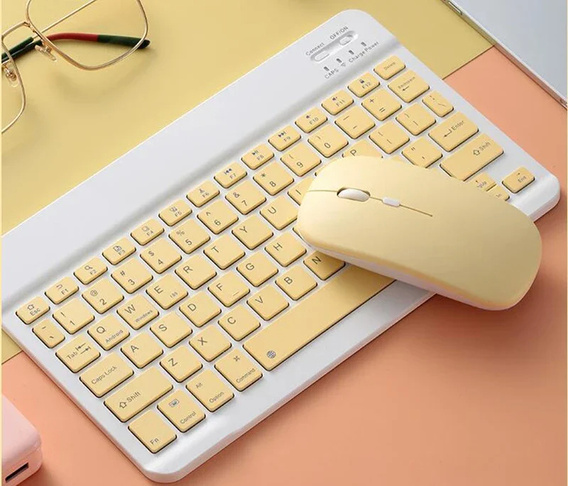 Set tastatură wireless și mouse Bluetooth pentru Android/Windows, galben