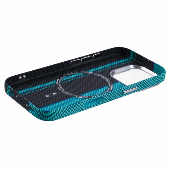 Carcasa pentru iPhone 16 Pro, Carbon Fiber MagSafe, negru / albastru