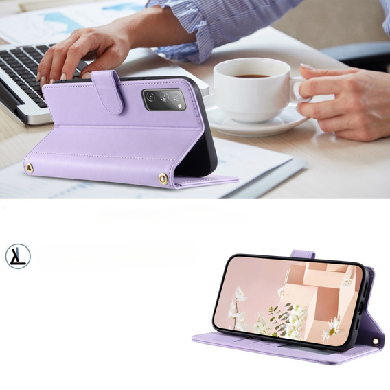 Husă cu clapetă pentru Samsung Galaxy S20 FE, Rhombus Crossbody Leather, violet