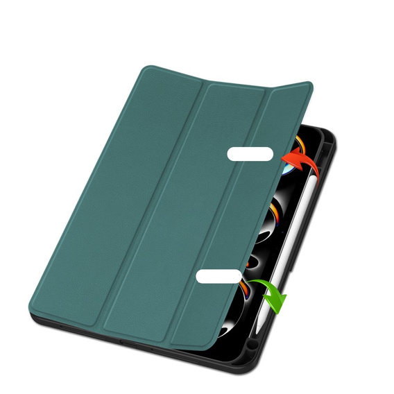 Husă pentru iPad Pro 11" 2024 (5 gen.), Smartcase cu spațiu pentru stylus, verde