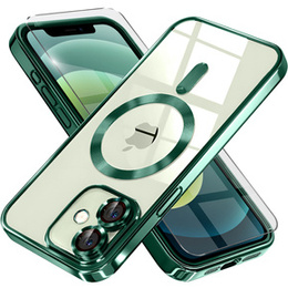 Husă pentru iPhone 12, Electro MagSafe, verde + Sticlă pentru ecran