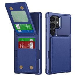 Husa pentru Samsung Galaxy S25 Ultra, Card Holder Kickstand, albastru închis