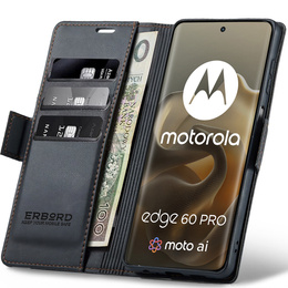 ERBORD Portofel Glossy Litchi cu clapetă pentru Motorola Edge 60 Pro