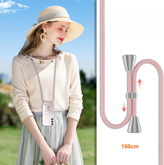 Husă pentru Samsung Galaxy S25+ Plus, Electro MagSafe, roz + Lanyard