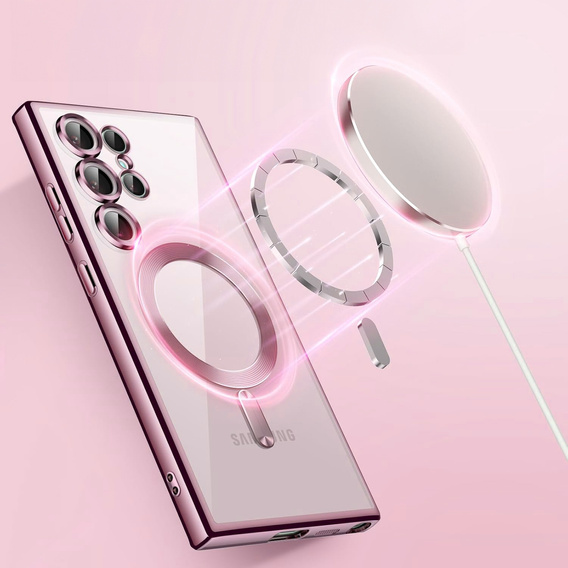 Husă pentru Samsung Galaxy S25 Ultra, Electro MagSafe, roz rose gold + Sticlă pentru ecran
